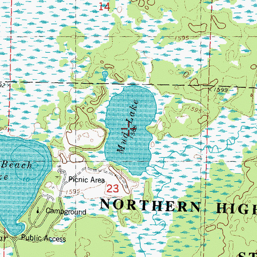 Topographic Map of Mud Lake, WI