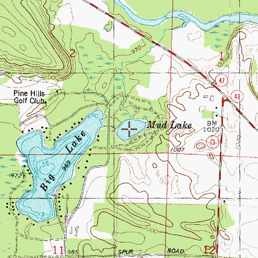 Topographic Map of Mud Lake, WI