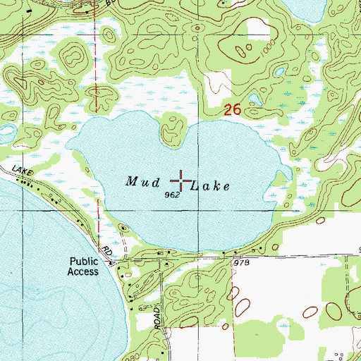 Topographic Map of Mud Lake, WI