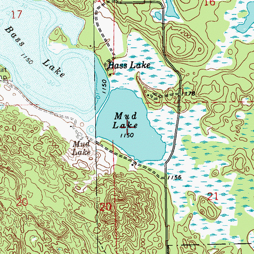 Topographic Map of Mud Lake, WI