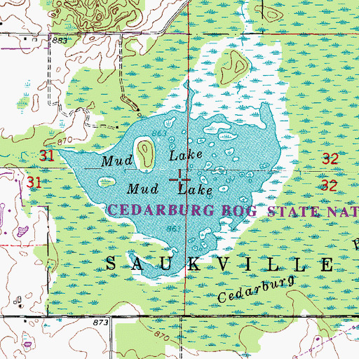 Topographic Map of Mud Lake, WI