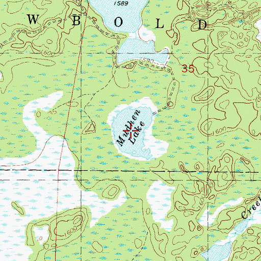 Topographic Map of Mudhen Lake, WI