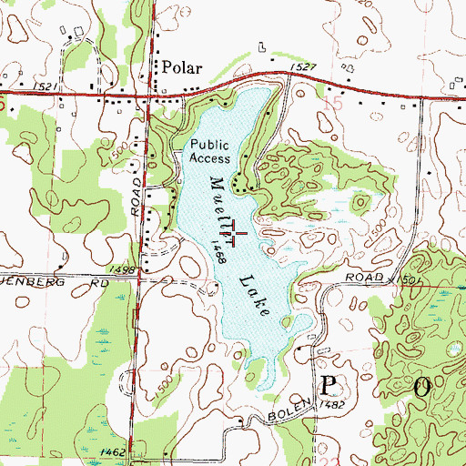 Topographic Map of Mueller Lake, WI