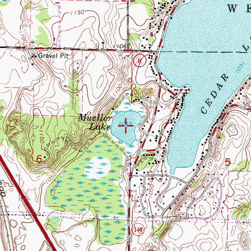 Topographic Map of Mueller Lake, WI