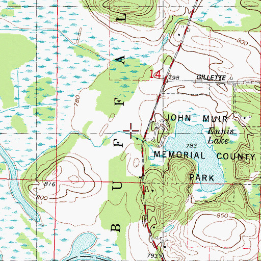 Topographic Map of John Muir Memorial County Park, WI