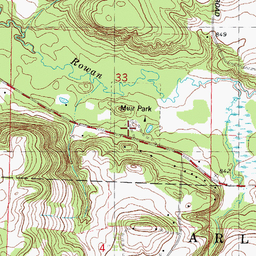 Topographic Map of Muir Park, WI