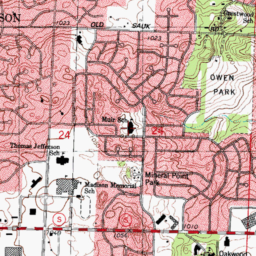 Topographic Map of John Muir Elementary School, WI
