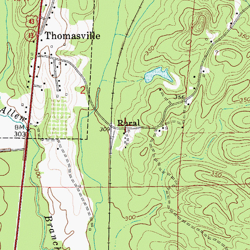 Topographic Map of Rural, AL