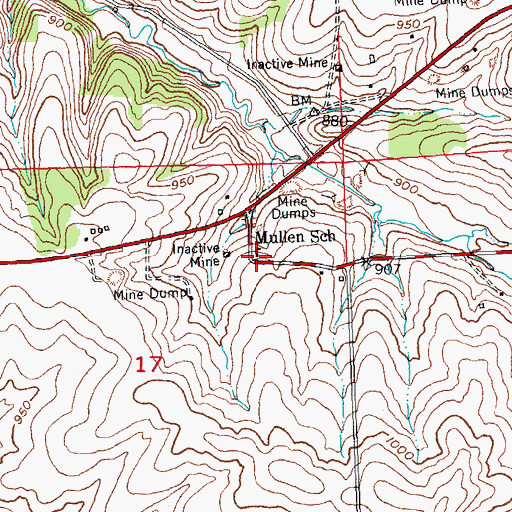 Topographic Map of Mullen School, WI