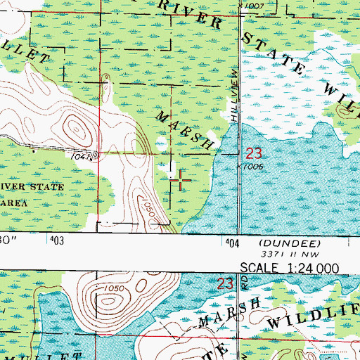 Topographic Map of Mullet Marsh, WI