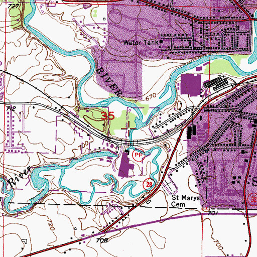Topographic Map of Mullet River, WI