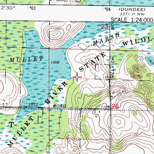 Topographic Map of Mullet River State Wildlife Area, WI