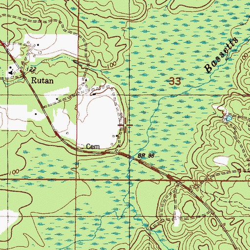 Topographic Map of Rutan, AL