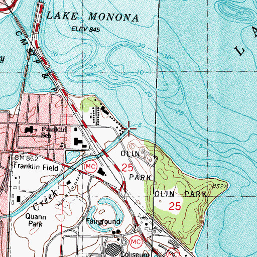 Topographic Map of Wingra Creek, WI