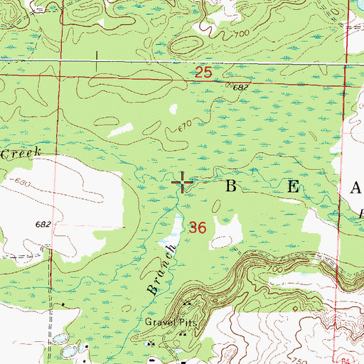 Topographic Map of Murphy Creek, WI