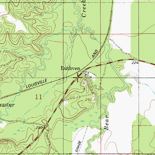 Topographic Map of Rutthven, AL