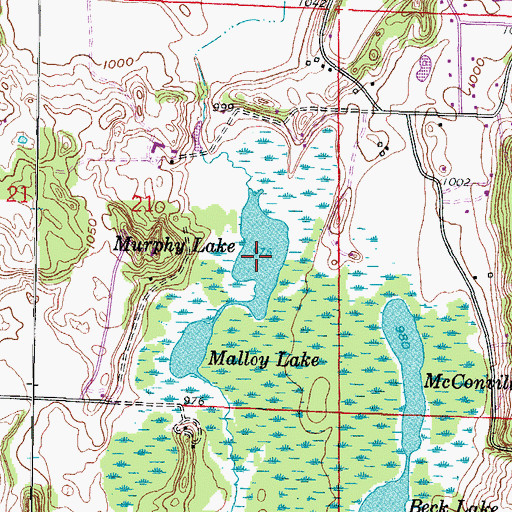 Topographic Map of Murphy Lake, WI