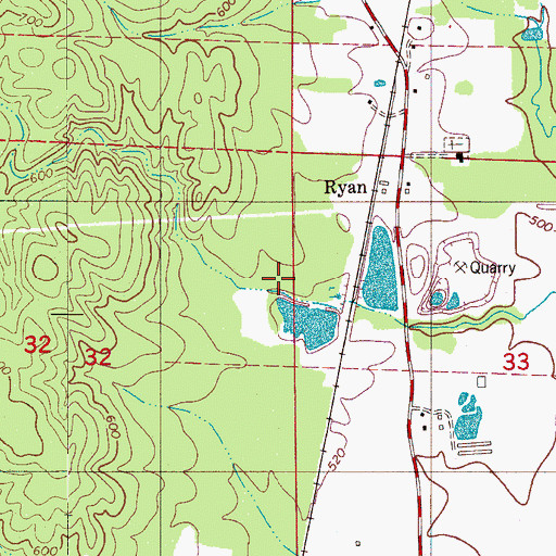 Topographic Map of Ryan, AL