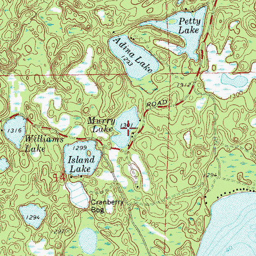 Topographic Map of Murry Lake, WI