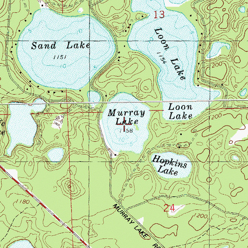 Topographic Map of Murray Lake, WI