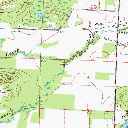 Topographic Map of Murry Creek, WI