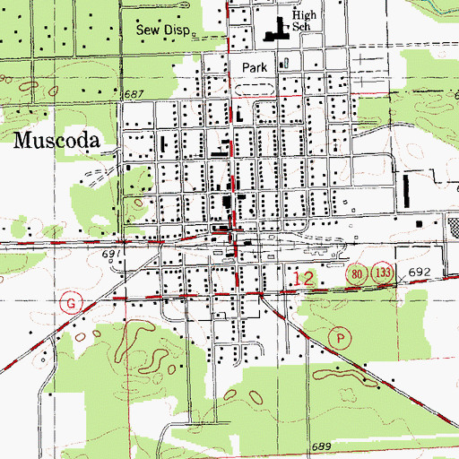 Topographic Map of Muscoda, WI