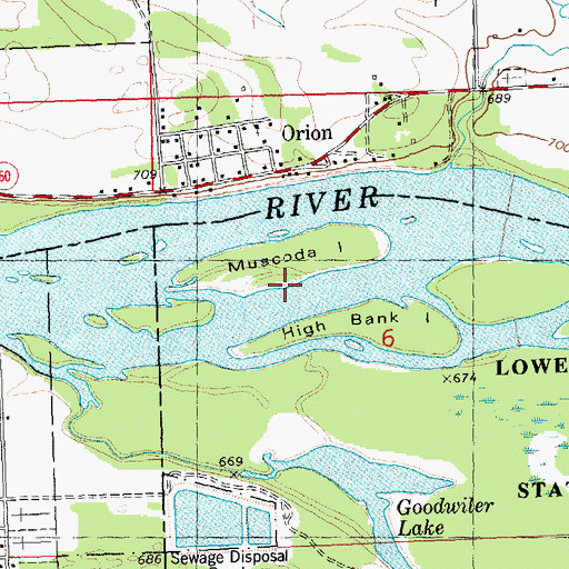 Topographic Map of Muscoda Island, WI