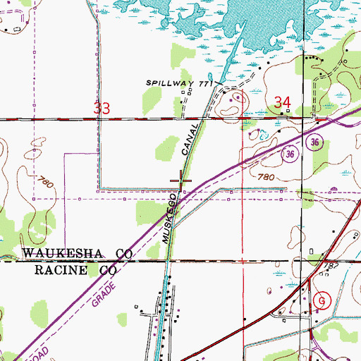 Topographic Map of Muskego Canal, WI