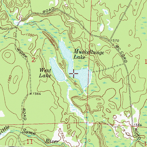 Topographic Map of Muskellunge Lake, WI