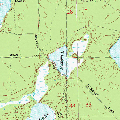 Topographic Map of Muskrat Lake, WI
