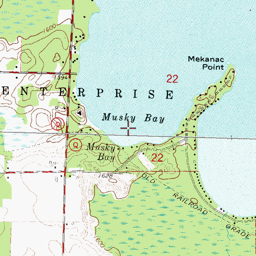 Topographic Map of Musky Bay, WI