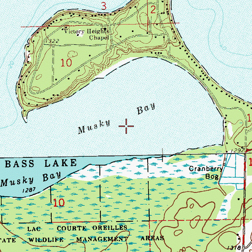 Topographic Map of Musky Bay, WI