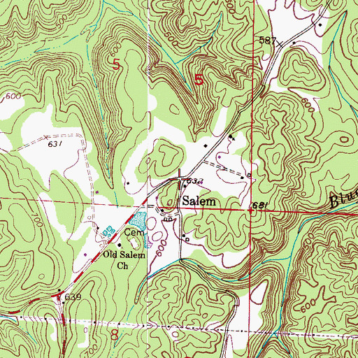 Topographic Map of Salem, AL