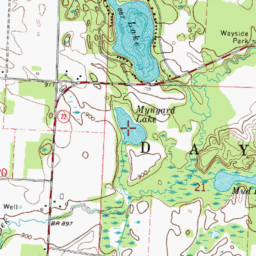 Topographic Map of Mynyard Lake, WI