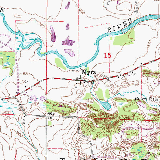 Topographic Map of Myra, WI