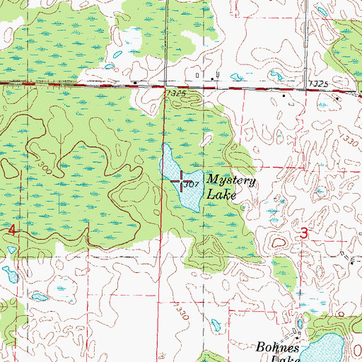 Topographic Map of Mystery Lake, WI