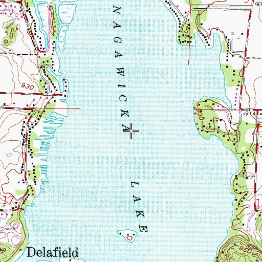Topographic Map of Nagawicka Lake, WI