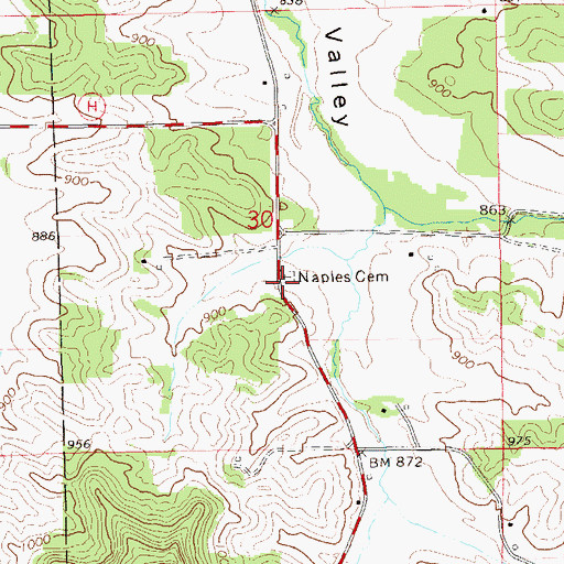 Topographic Map of Naples Cemetery, WI
