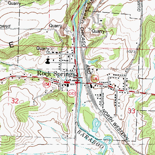 Topographic Map of Narrows Creek, WI