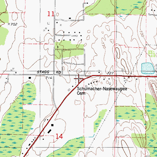Topographic Map of Schumacher Cemetery, WI