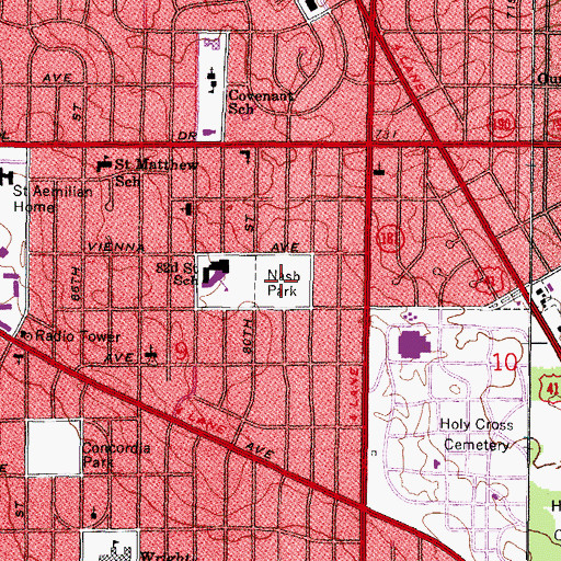 Topographic Map of Nash Park, WI