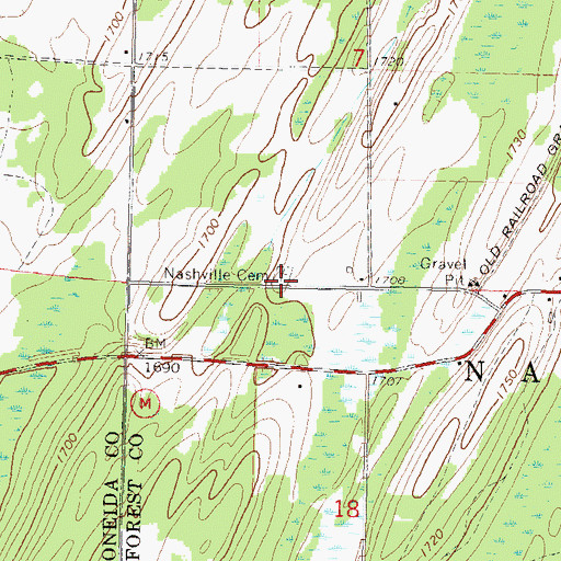 Topographic Map of Nashville Cemetery, WI