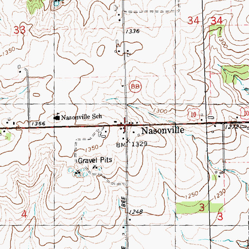 Topographic Map of Nasonville, WI