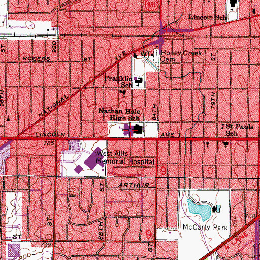 Topographic Map of Central High School, WI