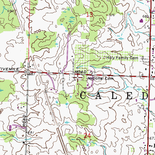 Topographic Map of Bohemian National Cemetery, WI