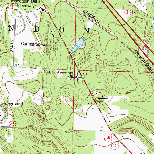 Topographic Map of Native American Church, WI
