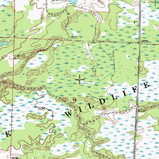 Topographic Map of Navarino State Wildlife Area, WI