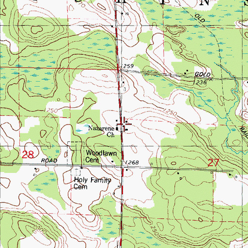 Topographic Map of Nazarene Church, WI