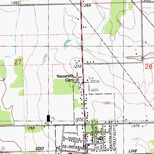Topographic Map of Nazareth Cemetery, WI
