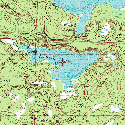 Topographic Map of Nebish Lake, WI